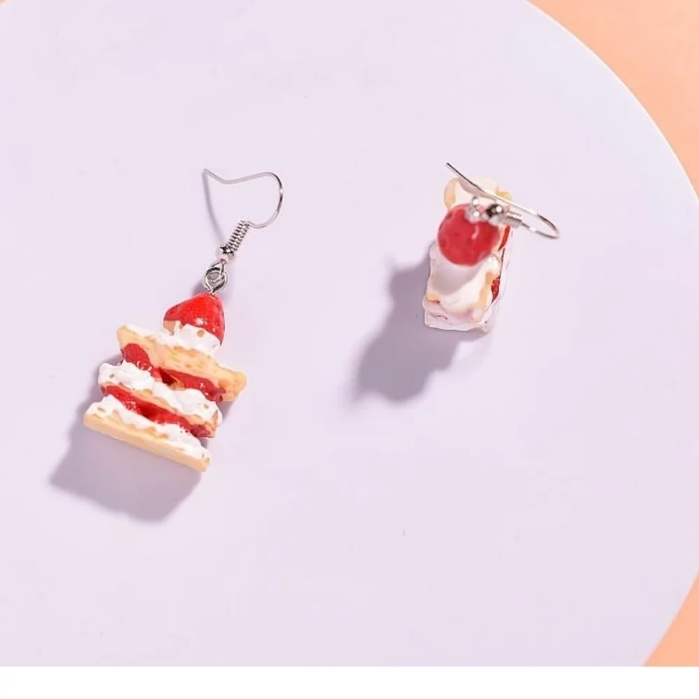 Strawberry Cake Slice Earrings